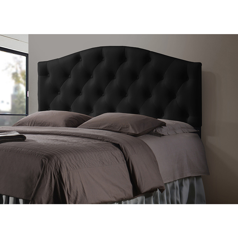 Baxton BBT6505 Black Full HB Myra Full Scalloped Headboard in